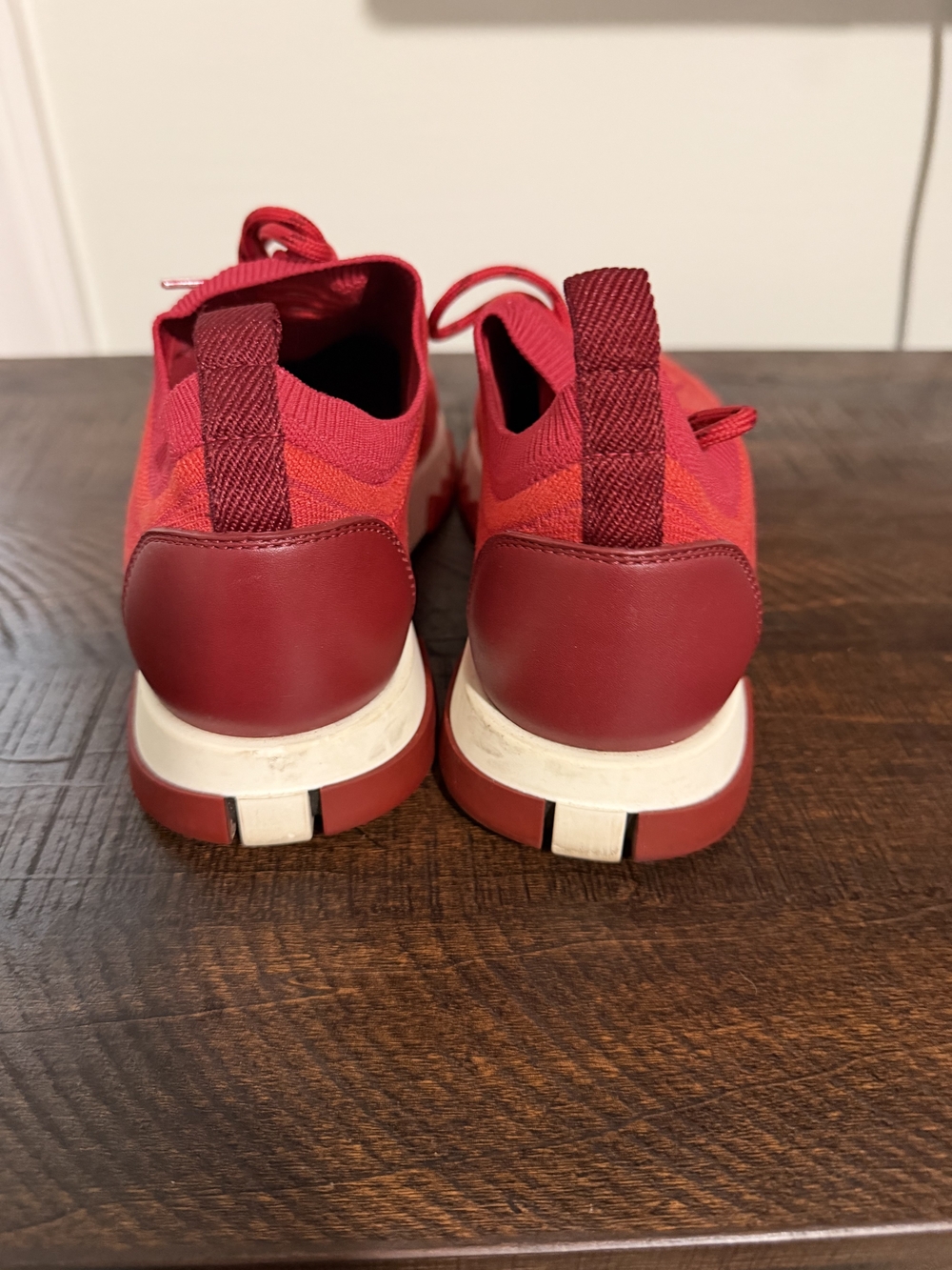 Hermes Red Knit Slip-On Sneakers